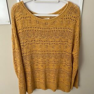 Maurices Yellow Crew Neck Sweater with Open Knit Design